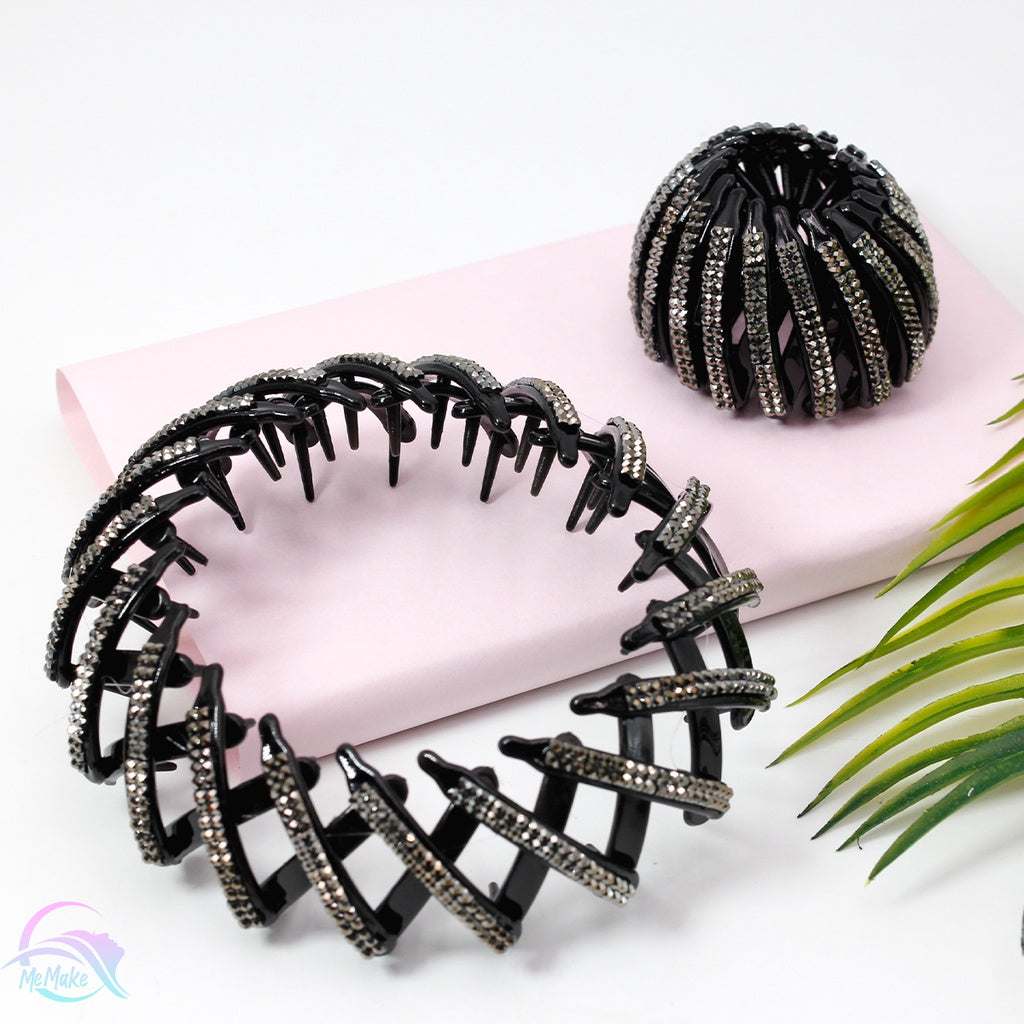 Kit 3 unidades prendedores Lasery Hair Pin com cristais para coques