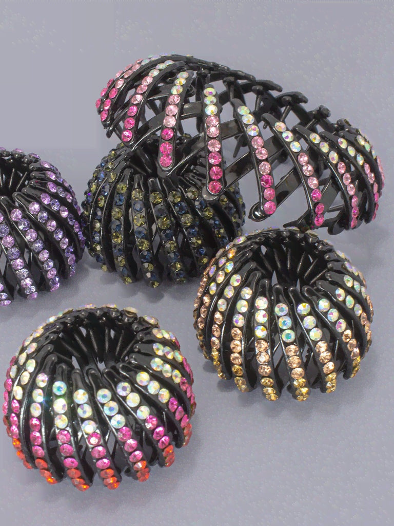 Kit com 5 prendedores Lasery Hair Pin cristal para coques fáceis